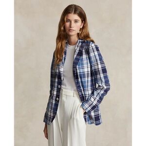 RALPH LAUREN 💙 Blue Plaid Cotton Blazer